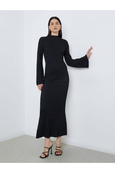 Women Solid Long Sleeve Bodycon Maxi Dress