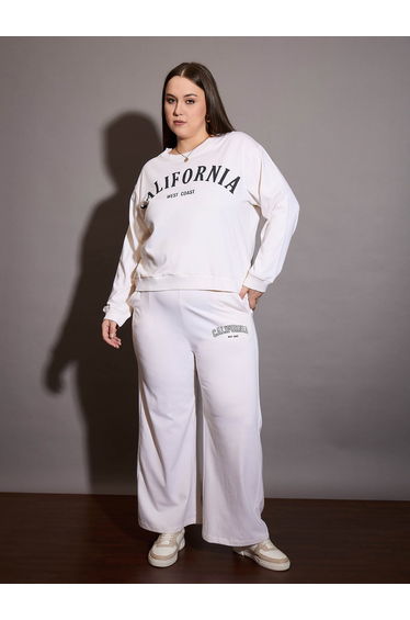 Plus Size White Wide Leg Joggers
