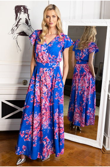 Chiffon Mock-Wrap Maxi Dress