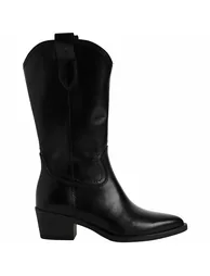 Leather Cowboy Calf Boots - 4