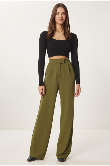 Women's Khaki Waist Velcro Comfortable Woven Pants