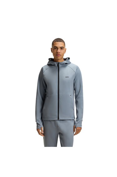 Boss Mens Active Workout Full Zip Hoodie - Dark Grey