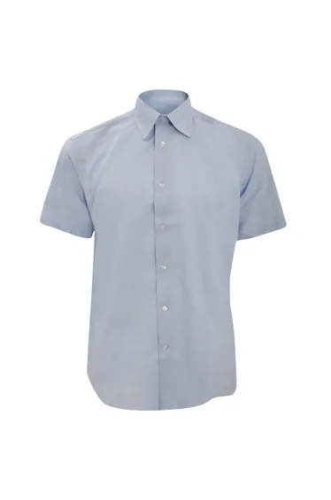 Russell Collection Mens Short Sleeve Easy Care Tailored Oxford Shirt - Oxford Blue