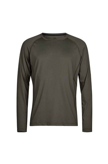 Tee Jays Mens CoolDry Long-Sleeved T-Shirt - Black Melange