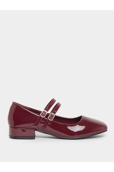 Plain Square Toe Buckle Strap Shoes