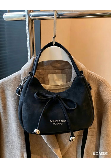 Black Crossbody Bag with Bow Detail