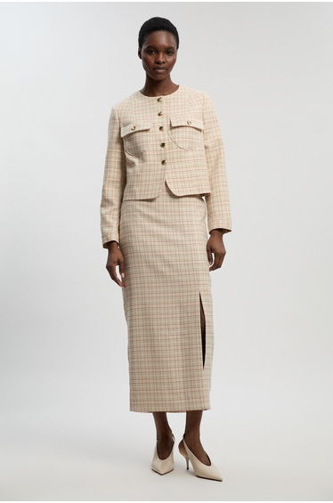 Tailored Check Cropped Blazer