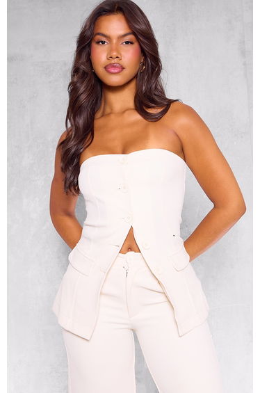 Cream Premium Tailored Woven Top
