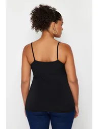 Black Strap Detail Collar Knitted Blouse - 4