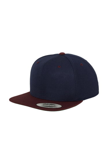Yupoong Mens The Classic Premium Snapback 2-Tone Cap - Navy/Maroon