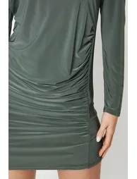 Petite Ruche Side Long Sleeve Mini Dress - 3