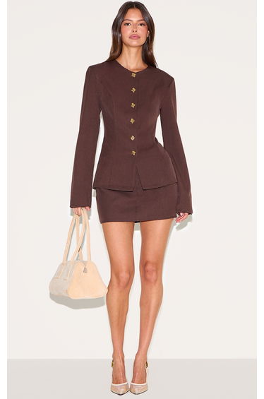 Deep Chocolate Tailored Mini Skirt