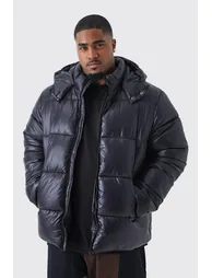 Plus Panelled High Shine Puffer Jacket