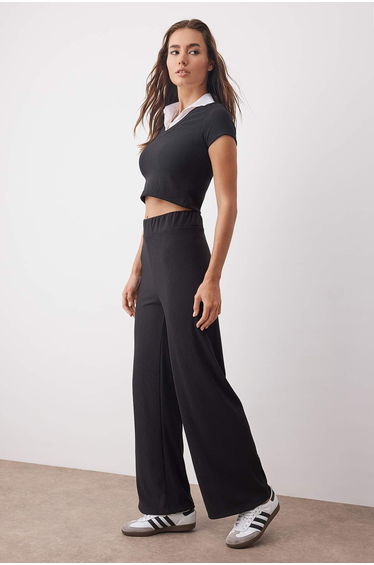 Black Knitted Bottom - Top Set