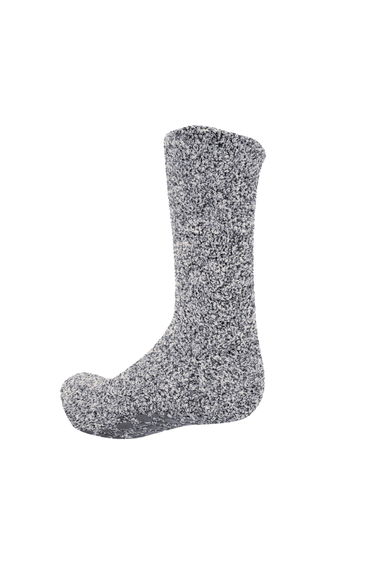 FLOSO Mens Warm Slipper Socks With Rubber Non Slip Grip - Grey