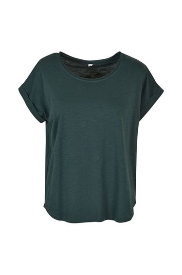 Womens/Ladies Long Slub T-Shirt - Bottle Green