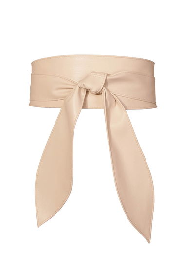 Faux Leather Tie Knot Corset Belt in Cream