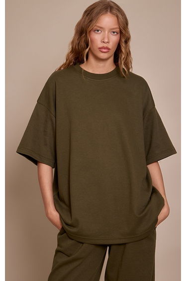 Olive Green Jersey Oversized T Shirt