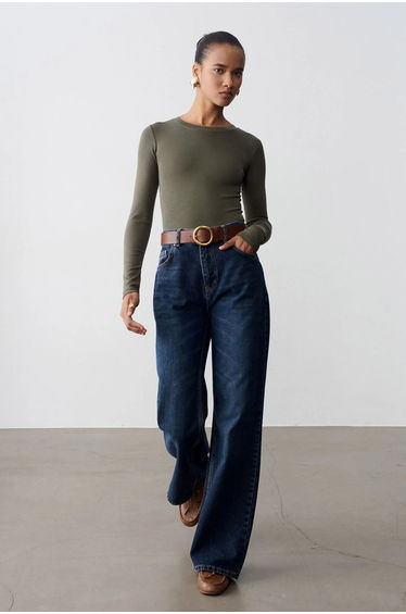 Dilvin Slim Fit Crew Neck Jersey Bodysuit