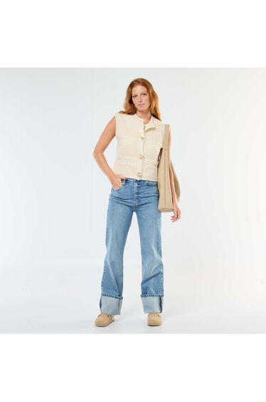 Cable Knit Sleeveless Cardigan WHITE