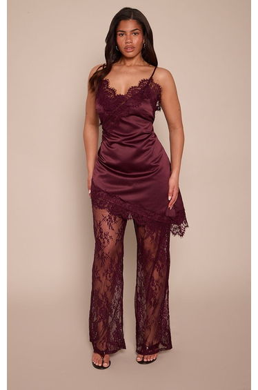 Shape Plum Lace Wide Leg Trouser