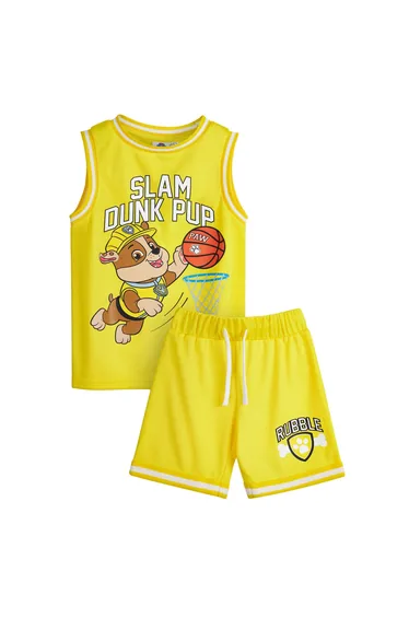 Paw Patrol Boys Rubble Basketball Top & Shorts Set - Yellow