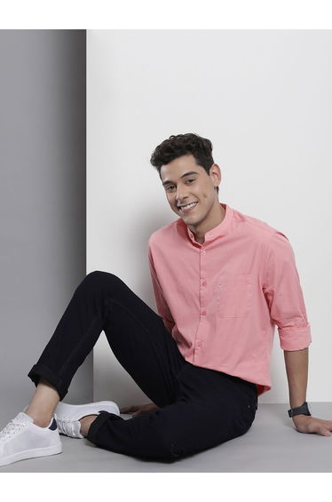 Men Pink Regular Fit Solid Shirt