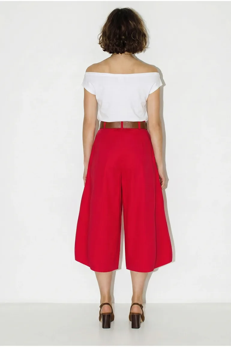 LUCCI High-waist Wide-leg Pleated Culottes - 3