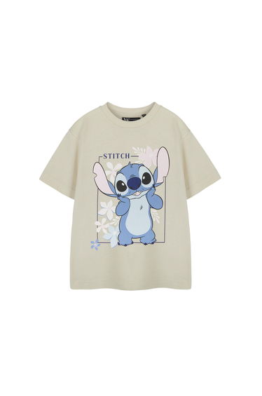Lilo & Stitch Girls Stitch Short-Sleeved T-Shirt - Oatmeal