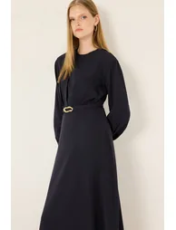 BELTED PLEATED DRESS - 1
