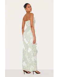 Sage Green Embroidered Frill Maxi Dress Prettylittlething Green : Evening  Dresses : VogaCloset Oman