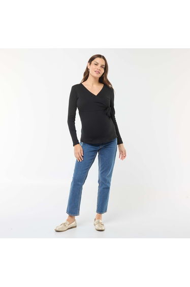 Wrapover nursing T-shirt BLACK