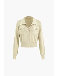 Cropped Button-Up Knit Top And Maxi Skirt Set - 2