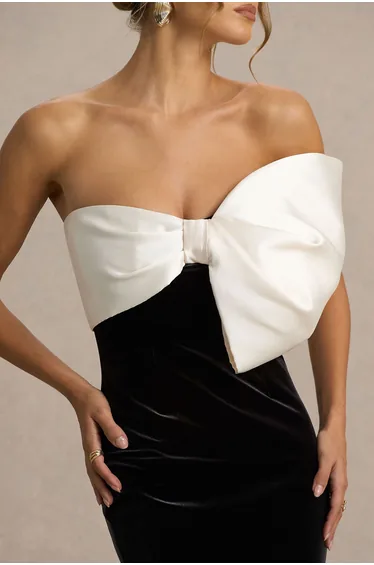 فستان كلوب ال لندن مخمل ماكسي بقصة ميرمايد بلا أكتاف