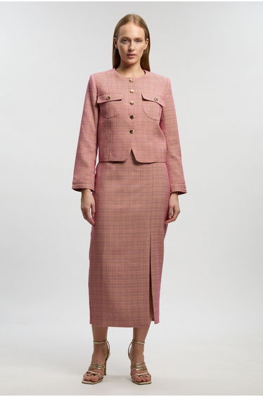 Petite Tailored Check Cropped Jacket