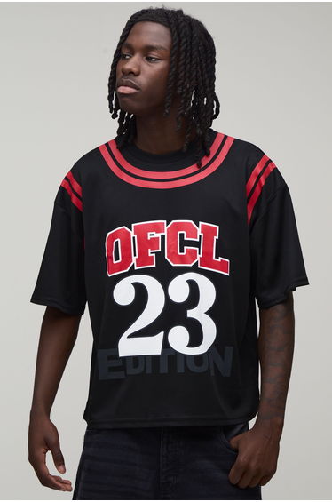 Oversized Boxy Mesh OFCL 23 Printed T-shirt - black