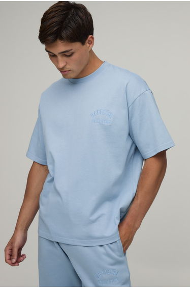Heavyweight Embroidered Oversized T-Shirt - dusty blue