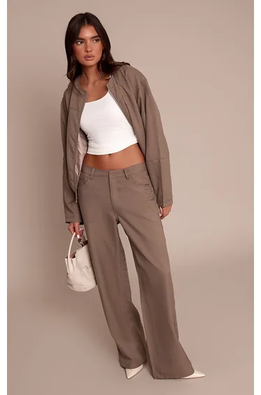 Grey Tailored Woven Elasticated Waist Bomber Jacket