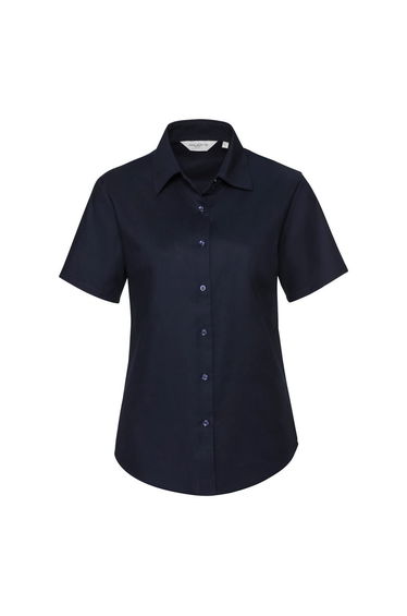 Russell Collection Ladies/Womens Short Sleeve Easy Care Oxford Shirt - Bright Navy