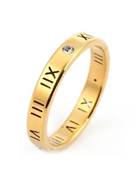 Gold Roman Numeral Ring with Diamond Accent - 5
