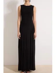 Black Back Detailed Knitted Maxi Evening Dress & Graduation Dress - 2