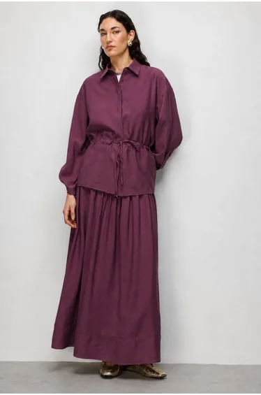 Mizallle Gathered Waist Viscose Tunic
