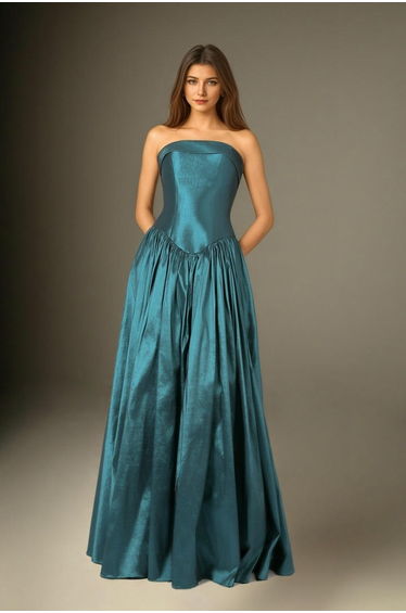 Azure Opera Green Strapless Dress