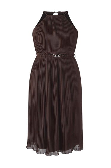 Brown Bodycon Maxi Length Chiffon Woven Plus Size Dress