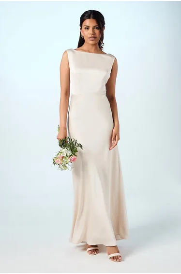 Petite Sleeveless Satin Dress