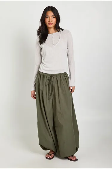 Sheer Double Layer Henley Top - grey