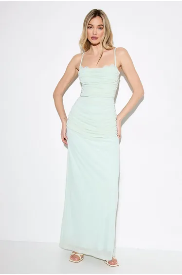 Premium Tulle Lace trim Maxi Dress