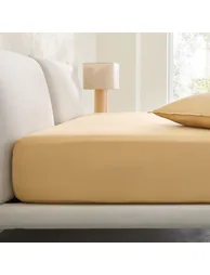 شرشف سرير قطن أصفر بحواف مطاطية - 4