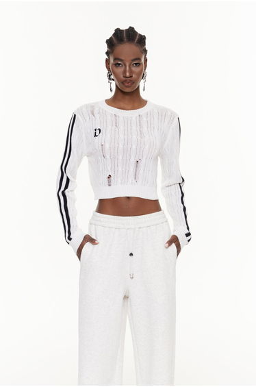 Efthimios Stripe Crop Knit Top