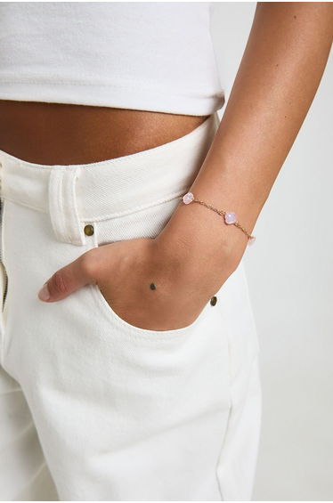 Pink Clover Scatter Toggle Bracelet - baby pink